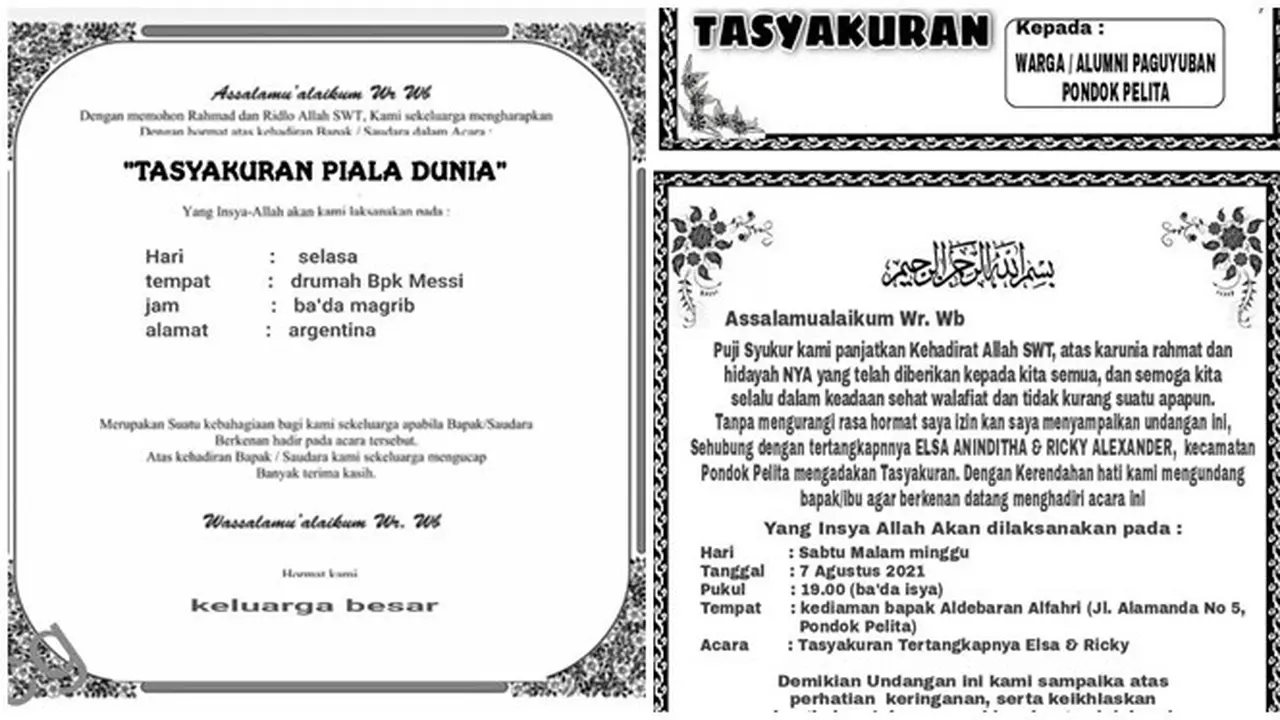 6 Undangan Tasyakuran Nyeleneh Ini Bikin Tepuk Jidat