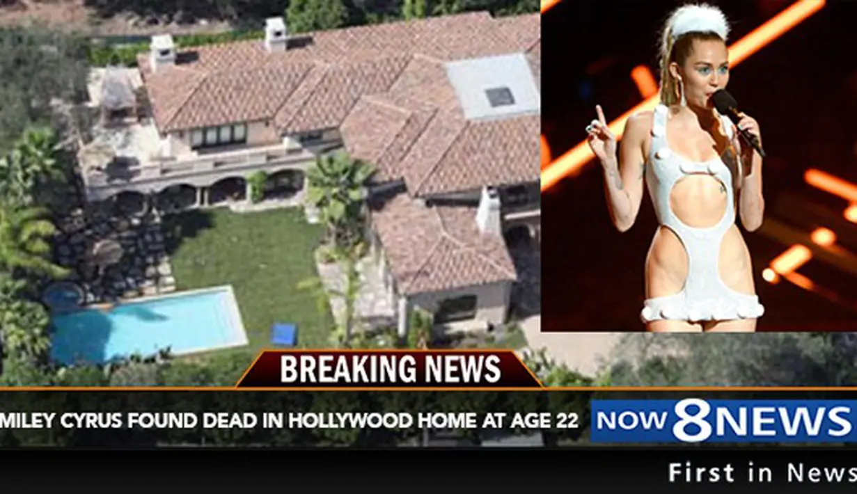 Kabar meninggalnya artis sekaligus penyanyi itu bukan kali pertama dialami Miley Cyrus. Pada September 2015 silam, media itu juga mengunggah kabar kematiannya. Dan kini diunggah kembali pada 5 September 2016. (Istimewa)