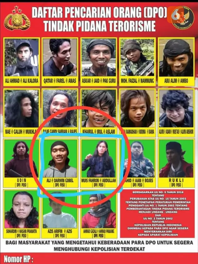 gambar Anggota MIT yang masuk DPO Satgas Tinombala