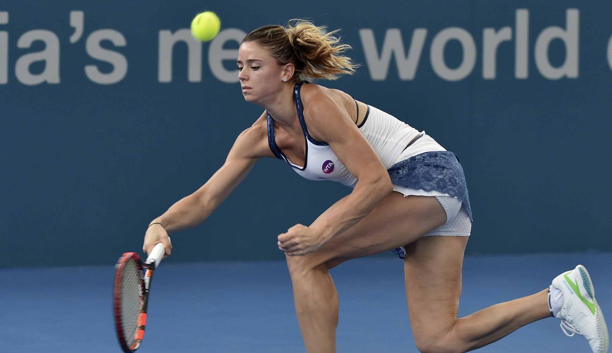 Prestasi tertinggi di grand slam Camila Giorgi adalah mencapai babak keempat Wimbledon (2012) dan AS Terbuka (2013). (AFP/Saeed Khan)