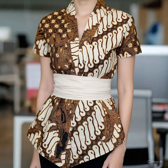 2. Batik Wrap Top (Model Silang Ikat)