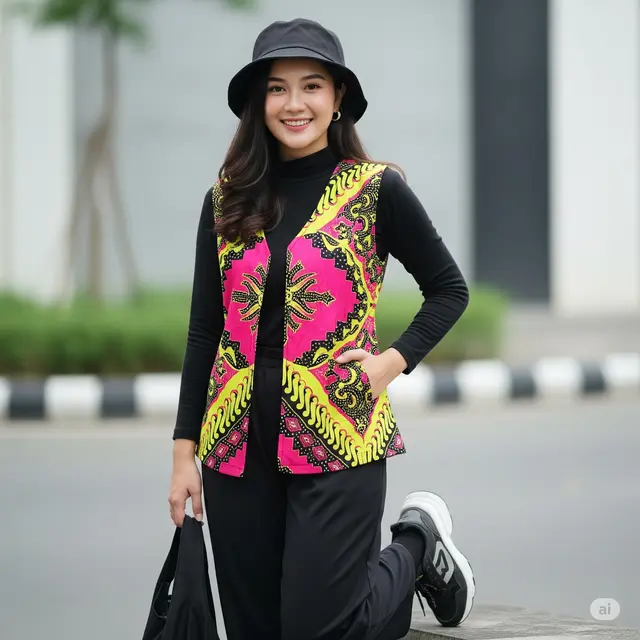 Vest Geometris Color Block