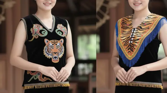 Baju Ta'a motif harimau (Gemini AI)