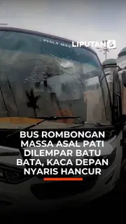 Bus Rombongan Massa Asal Pati Dilempari Batu Bata, Kaca Depan Nyaris Hancur