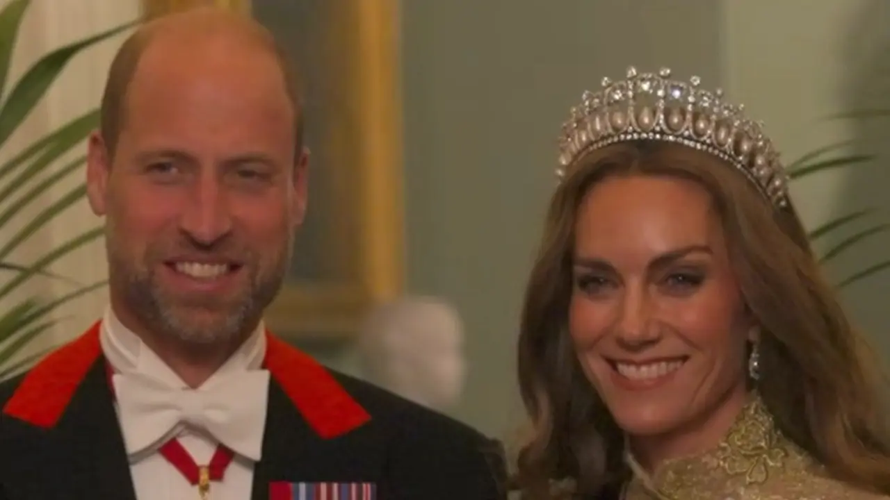 Kate Middleton saat Menyambut Donald Trump di Kerajaan Inggris bersama suaminya, Pangeran William. [@princeandprincessofwales]
