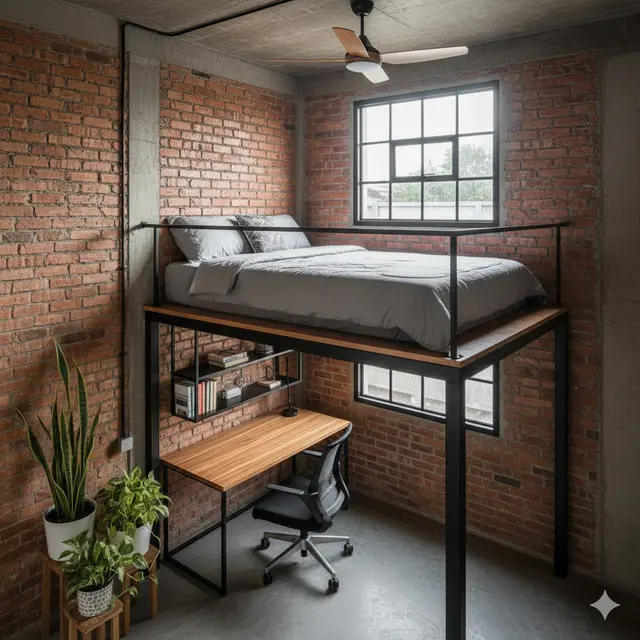 Desain Kamar Tidur Mezzanine Hemat Ruang di Rumah Mungil