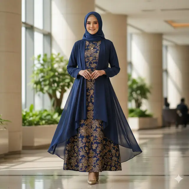 7 Model Gamis Terbaru Batik Kombinasi Sifon, Tampil Anggun dan Elegan di Setiap Acara