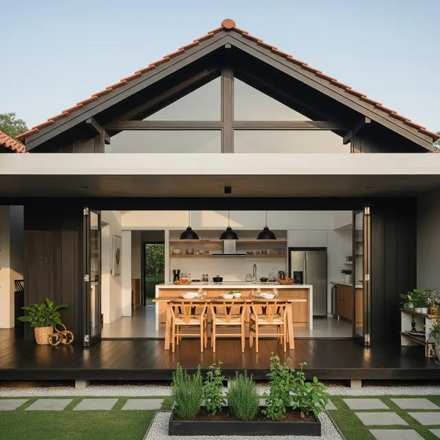 Desain Rumah Kampung 1 Lantai dengan Dapur Luas di Belakang (Gemini AI)