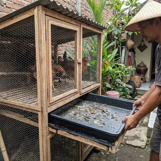 Desain Kandang Ayam Kolong dengan Tray Tarik