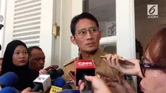 Ditanya tentang isu pertemuan Gubernur DKI Anies Baswedan dengan pengusaha Aguan di Hambalang, begini jawaban Sandiaga Uno.