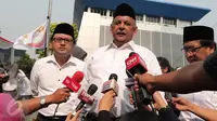 Direktur Utama PLN Sofyan Basir menghadiri upacara peringatan Hari Listrik Nasional ke-70 di Gedung PLN Pusat Jakarta, Selasa (27/10) (Liputan6.com/Angga Yuniar)