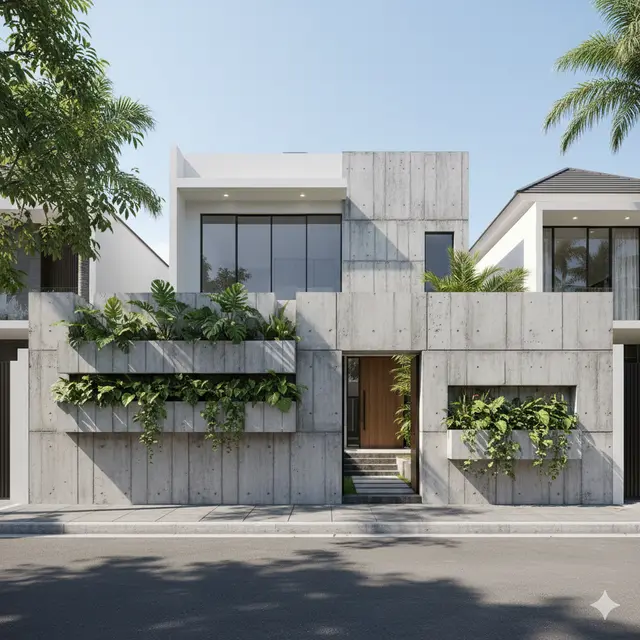 Model Benteng Depan Rumah Minimalis (Foto: Gemini AI)