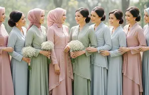 Inspirasi Warna Baju Bridesmaid Kalem dan Feminin dari Hian Tjen hingg Asky Febrianti