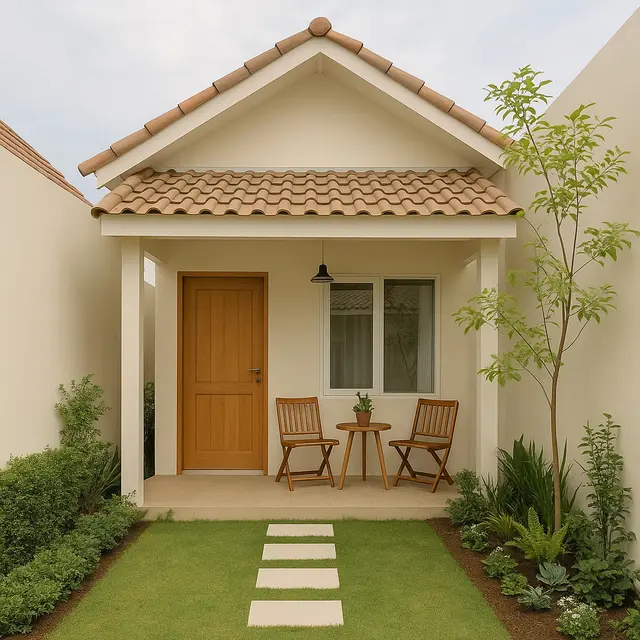 Model Rumah Sederhana dengan Teras dan Taman Mini ala Pinterest yang Cocok Buat Lahan Mungil