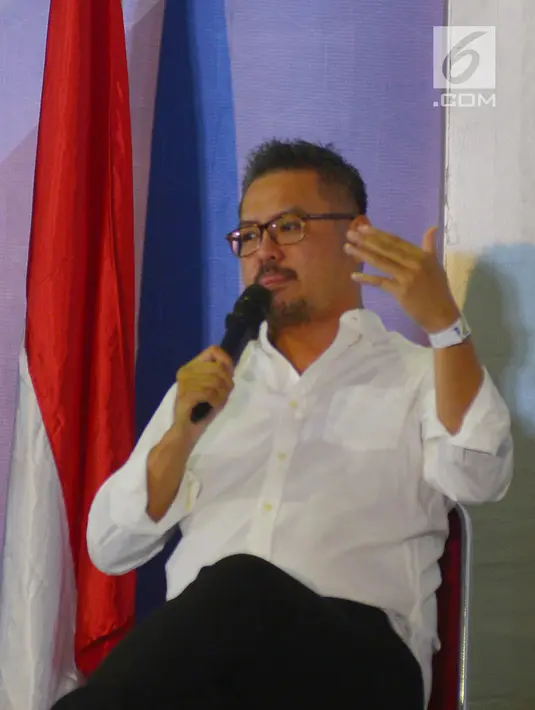 CEO KapanLagi Youniverse (KLY), Steve Christian menjadi pembicara dalam YOTNC 2018 di Balai Kartini, Jakarta, Sabtu (25/8). Steve menyebut kisah suksesnya mendirikan jaringan media digital terkemuka di Indonesia. (Merdeka.com/Imam Buhori)