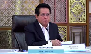 Direktur Utama PT Bank Rakyat Indonesia (Persero) Tbk (BRI) Hery Gunardi dalam Konferensi Pers Laporan Kinerja Keuangan BRI Triwulan IV-2025, Kamis (26/2/2026). (Liputan6.com/Tira)