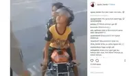 Anak TK dihentikan polisi saat mengendarai motor mini (IG:agoez_bandz)