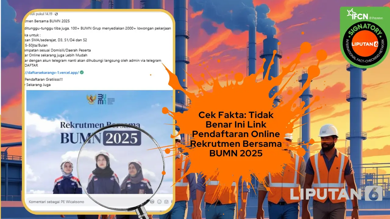 Tangkapan layar klaim link pendaftaran online Rekrutmen Bersama BUMN 2025