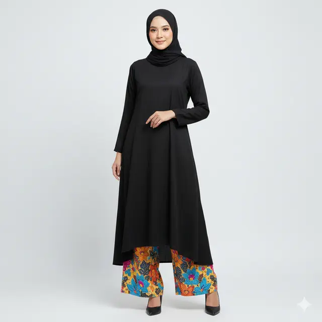 Inspirasi Gamis Tunik Kombinasi Celana Kulot Terbaru. Gemini