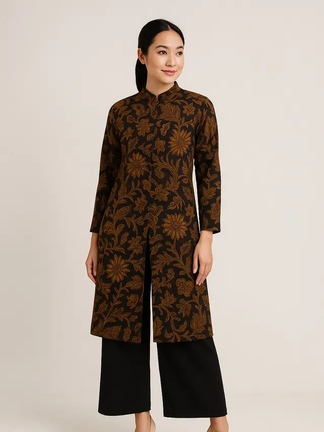 rekomendasi padu padan bawahan untuk tunik batik belah panjang