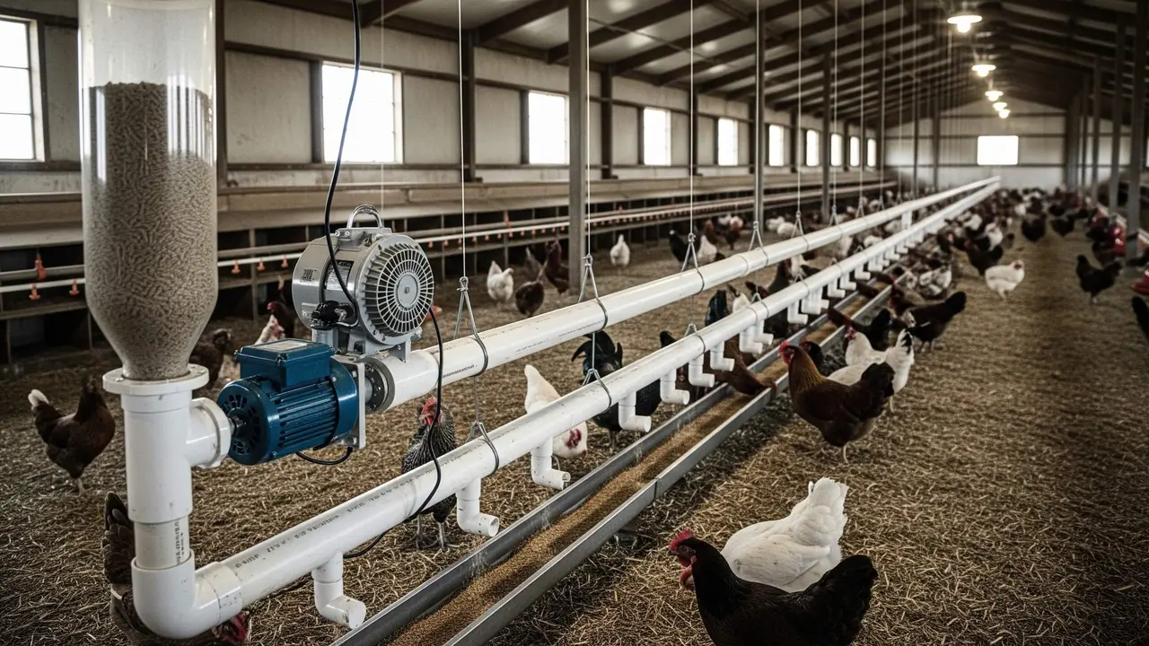 desain tempat pakan ayam otomatis dari pipa