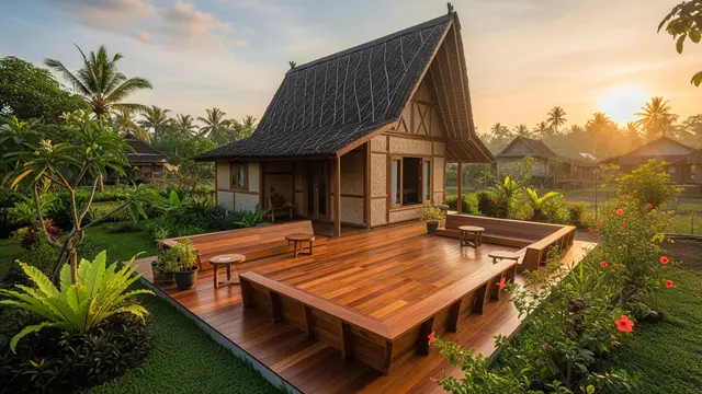 Model Rumah Kecil di Desa dengan Teras Lebar