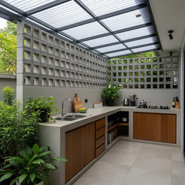 Model Dapur Minimalis di Belakang Rumah (Image by Gemini AI)