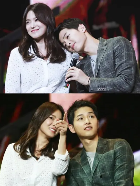 Song Hye Kyo datang ke acara fanmeeting Song Joong Ki. Kemesraan mereka pertama setelah berita hubungan mereka terungkap. (Liputan6.com/IG/indokdrama)