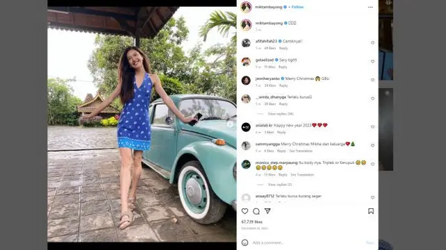 Kumpulan Potret Cantik Mikha Tambayong Berpose dengan Mobil Klasik (@miktambayong/Instagram)