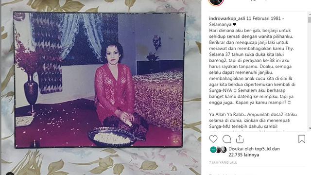 Foto mendiang Nita Octobijanthy (Instagram/ @indrowarkop_asli)