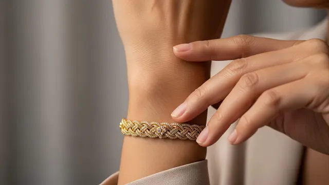 Model Gelang Emas Rantai Kepang Elegan untuk Usia 50 ke Atas