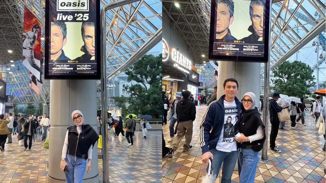 Gaya Syahrini dan Reino Barack Nonton Konser di Jepang