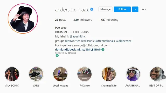 Anderson .Paak ganti foto profil Instagram jadi Pak Tarno. (Tangkapan layar Instagram/ anderson._paak)
