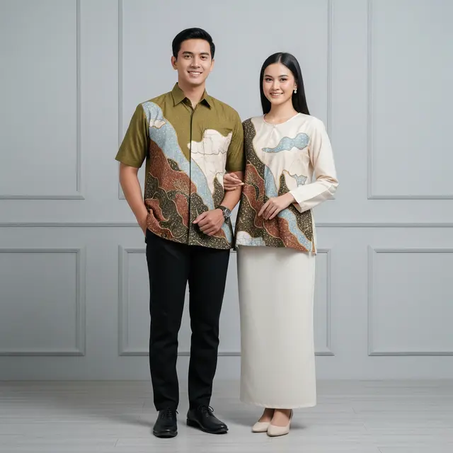 Atasan batik couple terbaru untuk 2026 model dinamika warna bumi dan langit
