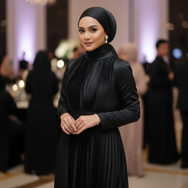 Model Gamis Hitam Polos Elegan untuk Acara Formal