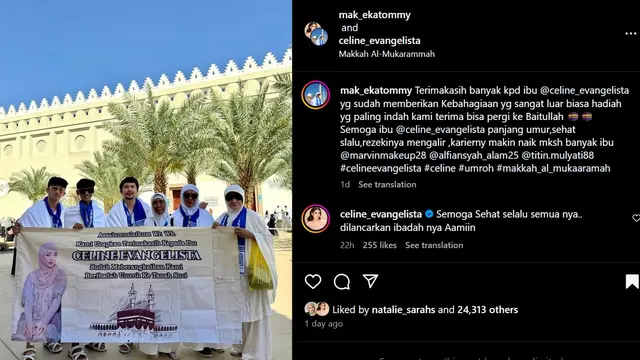 Celine Evangelista berangkatkan umrah karyawan (Instagram/mak_ekatommy)