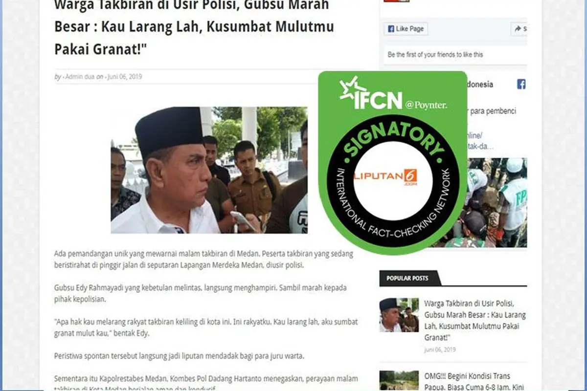 [Cek Fakta] Gubernur Sumatera Utara Edy Rahmayadi