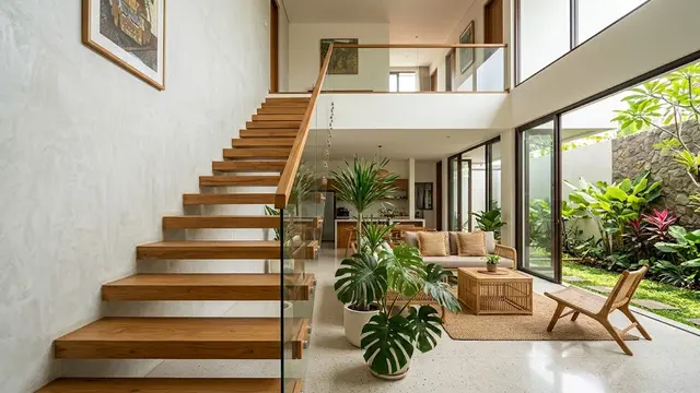 Desain Tangga dengan Anak Tangga Mengambang untuk Interior Rumah Modern