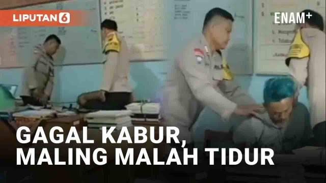 Nasib apes menimpa seorang maling di SDN Tamanrejo, Tunjungan, Blora, Jawa Tengah. Ia ditangkap oleh polisi di TKP saat tertidur di meja ruangan guru. Pelaku disebut masuk lewat plafon, namun tak bisa keluar usai beraksi.