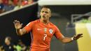 Ekspresi pemain Cile, Alexis Sanchez, setelah membobol gawang Panama dalam laga Grup D Copa America Centenario 2016 di Stadion Lincoln Financial Field, Philadelphia, AS, (15/6/2016). (AFP/Don Emmert)