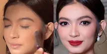 Lihat di sini beberapa potret before dan after yang memesona dari proses makeup Selvi Ananda, wajahnya glowing walau tanpa bedak.