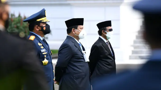 Menhan Prabowo Subianto di upacara Prasetya Perwira TNI dan Polri