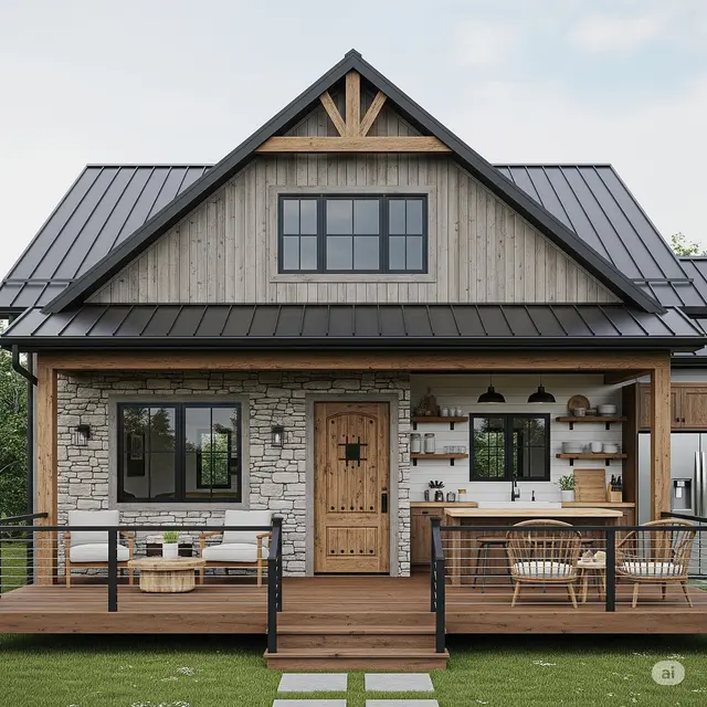 Model Rumah Minimalis Klasik Bergaya Rustic Modern
