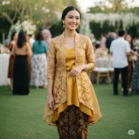 Model Baju Pesta Atasan Brokat Bawahan Batik. Foto: Gemini