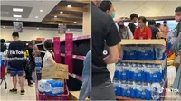 Potret warga Malaysia yang alami panic buying air mineral. (Sumber: TikTok/finazeffendy76)