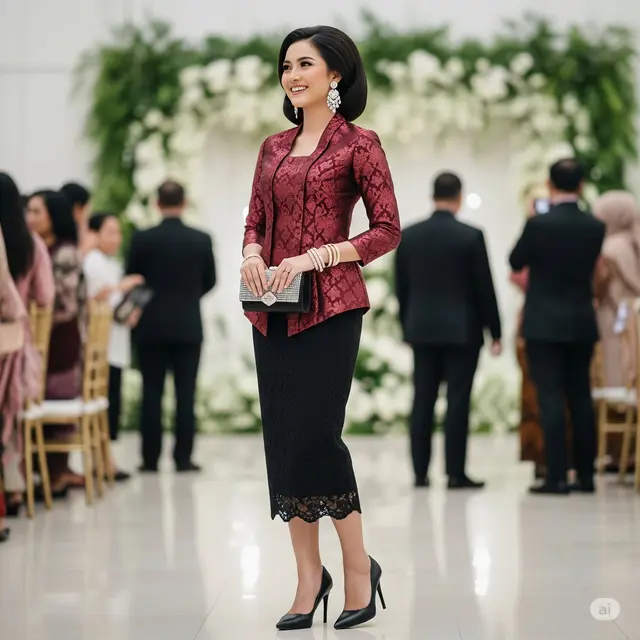 Baju Kondangan Burgundy. Foto: Gemini