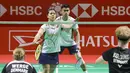 Felisha Pasaribu melakukan pukulan pertama saat bertanding pada babak 32 besar Indonesia Masters 2026 melawan wakil Denmark di Istora Senayan, Jakarta, Rabu (21/1/2026) siang. (Bola.com/Abdul Aziz)