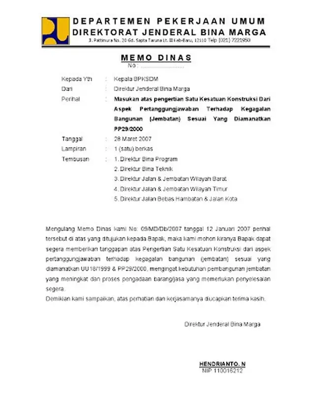 contoh surat dinas