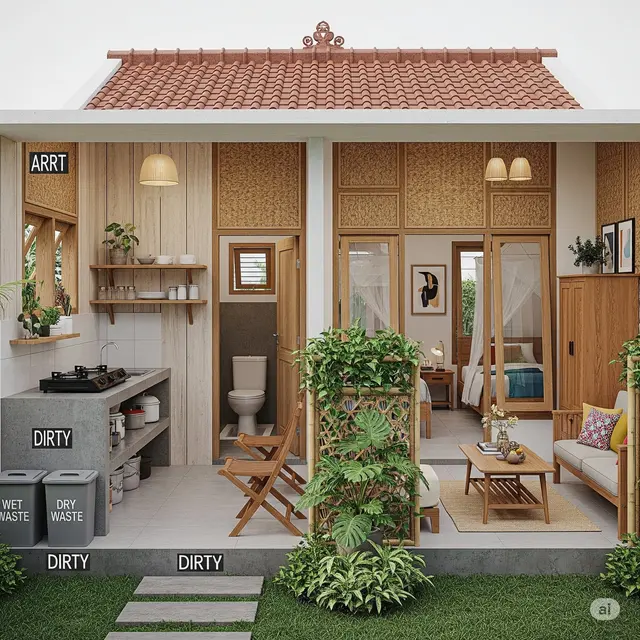 Rumah dengan Zonasi Area Bersih & Kotor