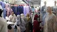 Pedagang melayani pembeli perlengkapan ibadah di Pasar Tanah Abang Blok A, Jakarta, Senin (4/4/2022). Penjualan busana muslim seperti mukena, kerudung, sajadah dan sarung mengalami peningkatan di bulan Ramadhan. (Liputan6.com/Faizal Fanani)